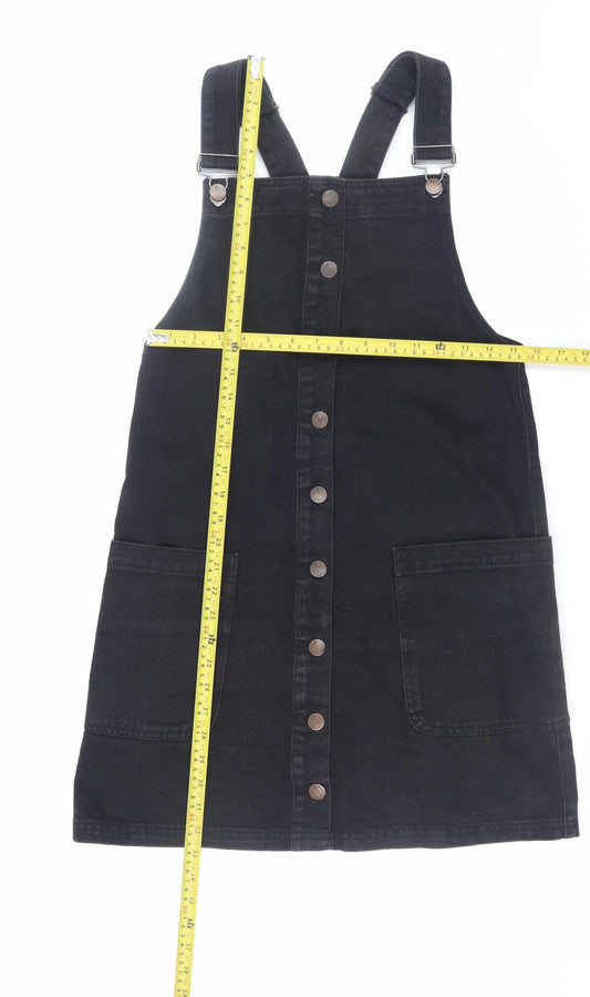 Red Herring Women's Black Denim Pinafore Dress Size 10