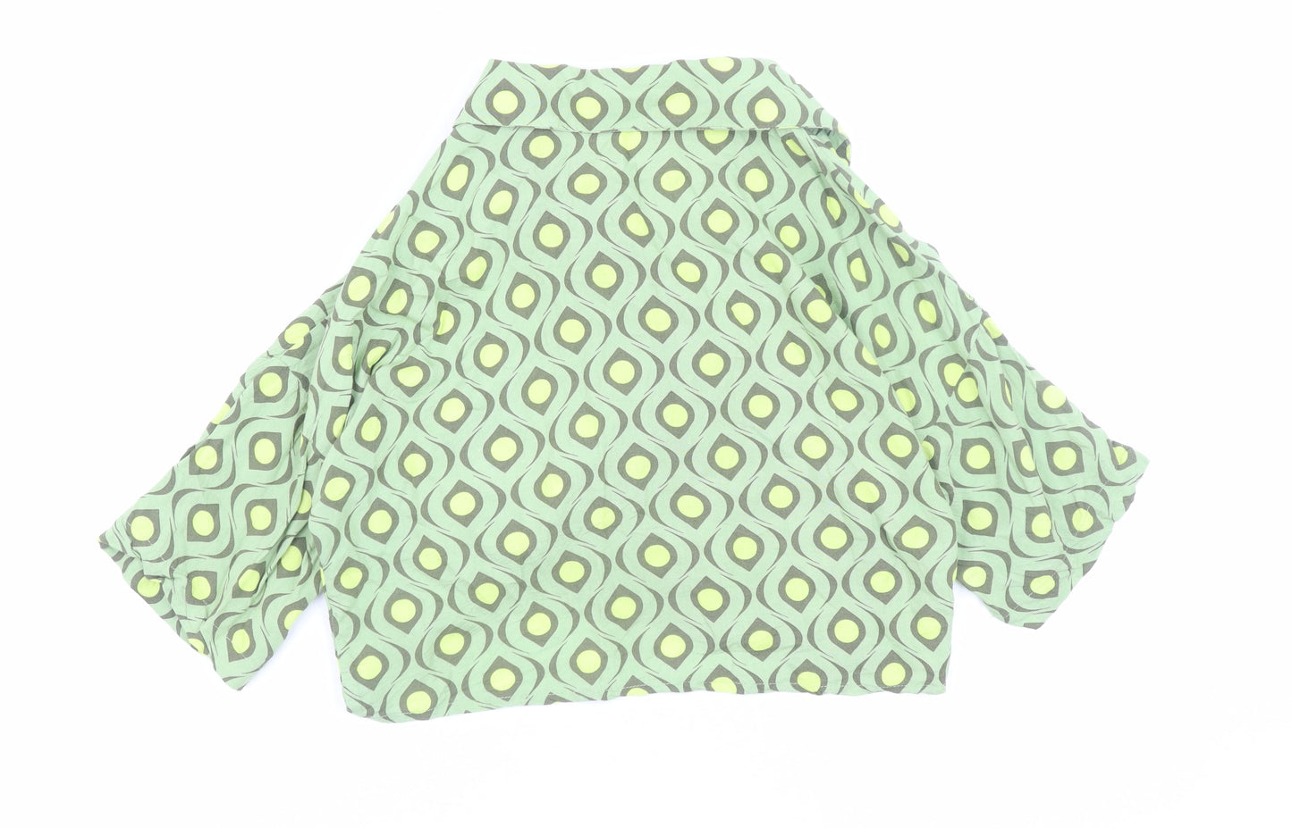 Noisy May Womens Green Geometric Cropped Button-Up Shirt Size M