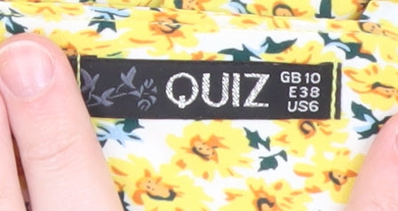 Quiz Womens Yellow Floral Short Fit & Flare Dress Size 10
