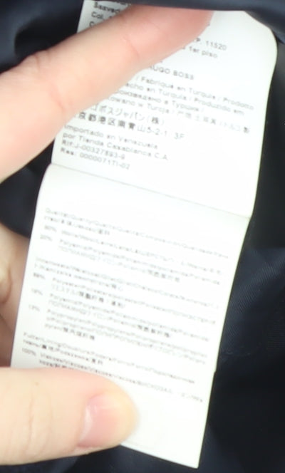 Hugo Boss Men's Blue Wool Blend Long Overcoat Size 46 Regular