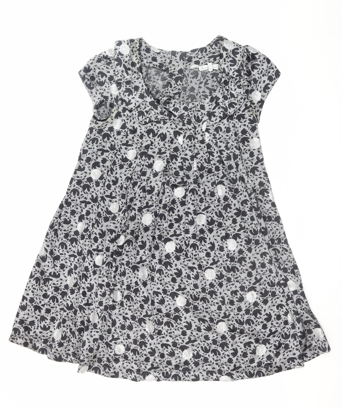 Serena Kay Women’s Grey Floral A-Line Knee Length Dress Size 8