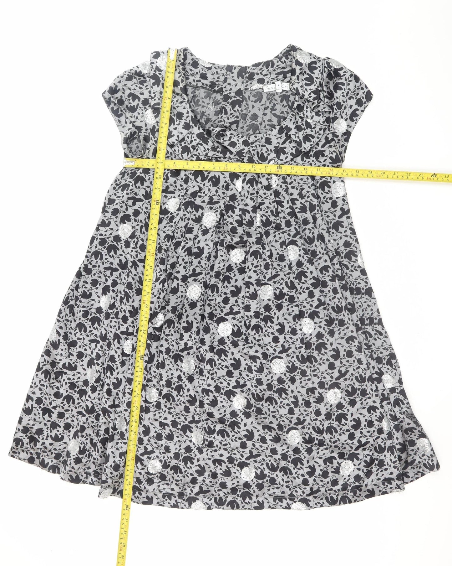 Serena Kay Women’s Grey Floral A-Line Knee Length Dress Size 8
