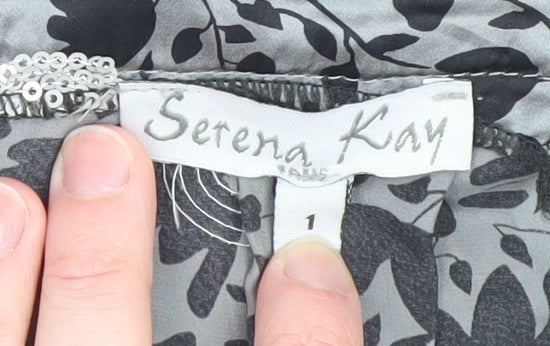 Serena Kay Women’s Grey Floral A-Line Knee Length Dress Size 8