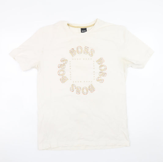 Hugo Boss Men's Beige Logo Cotton T-Shirt Size M