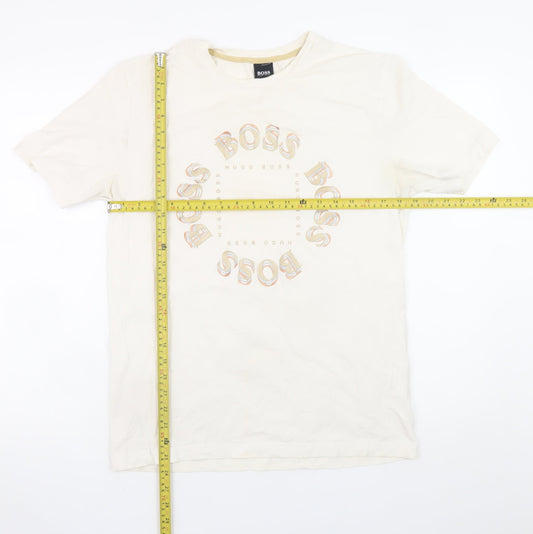 Hugo Boss Men's Beige Logo Cotton T-Shirt Size M