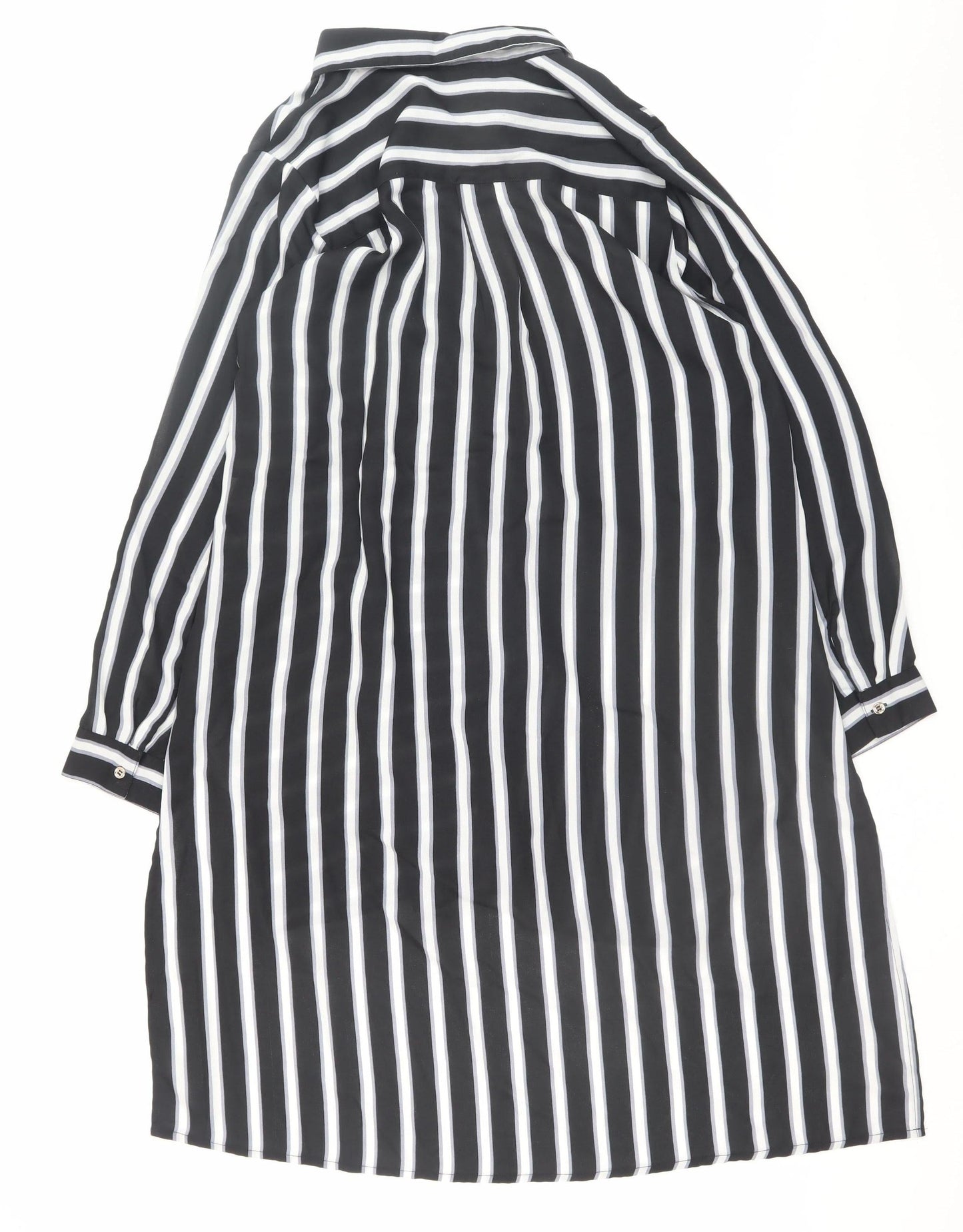 Koko Women Black Striped Shirt Dress Size 18 Long Sleeve