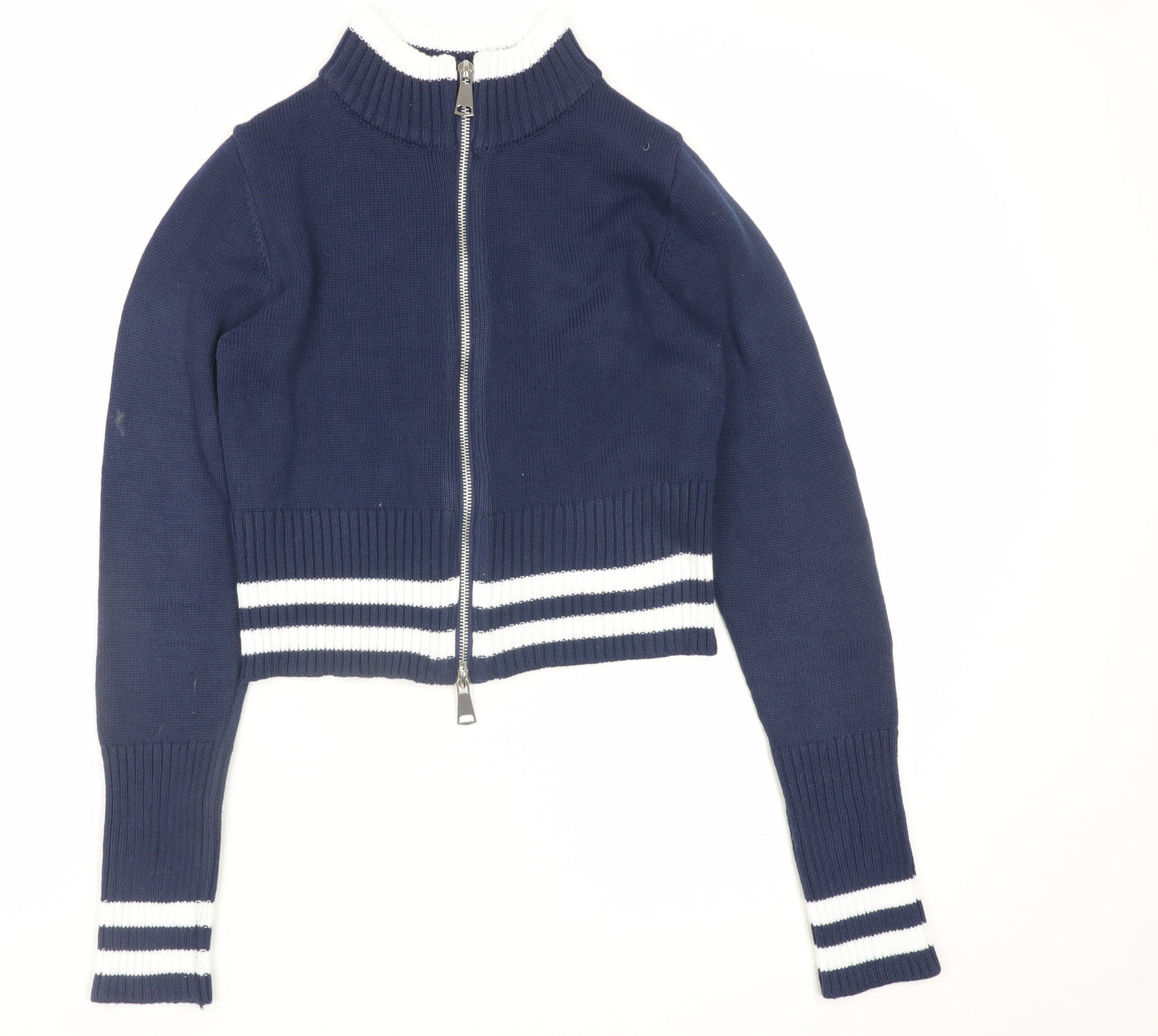 Forever 21 Women Blue Size 8 Cropped Track Jacket Full Zip