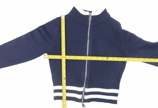 Forever 21 Women Blue Size 8 Cropped Track Jacket Full Zip