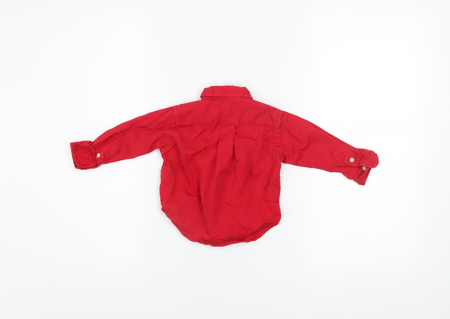 Ralph Lauren Red Cotton Button-Up Shirt 12 Months Unisex Long Sleeve