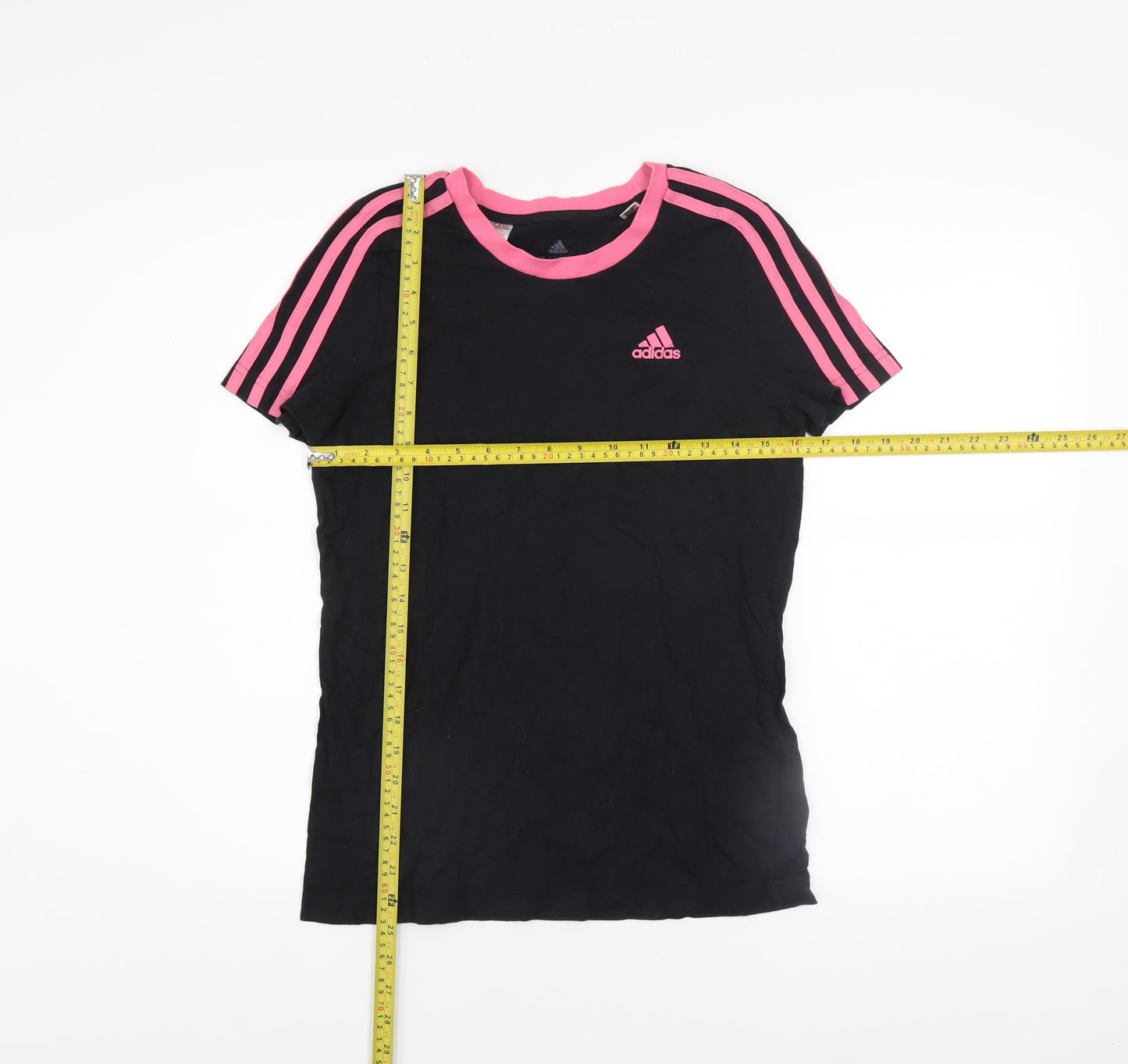 Adidas Girls Black & Pink Short Sleeve Cotton Sports T-Shirt 13-14 Years