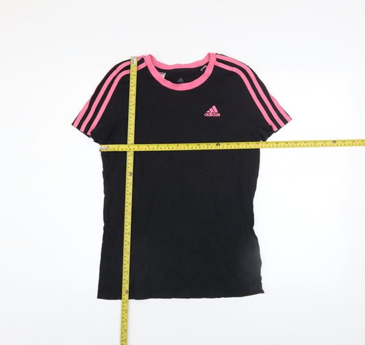 Adidas Girls Black & Pink Short Sleeve Cotton Sports T-Shirt 13-14 Years