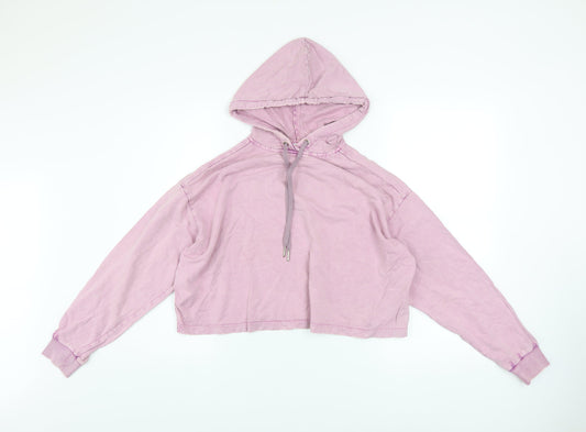 ASOS Design Women’s Pink Crop Hoodie UK 6 Petite 100% Cotton