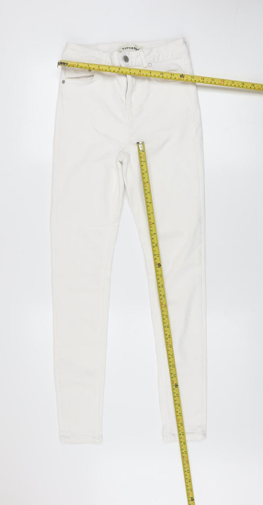 Superdry Womens White Skinny Stretch Jeans Size 26 Slim Fit