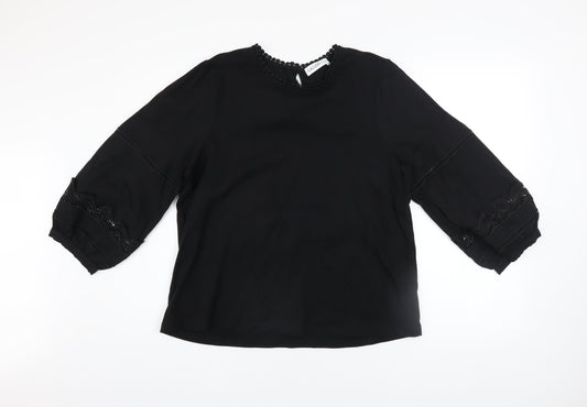 Gallery Women’s Black Lace 3/4 Sleeve Tunic Blouse Size 16
