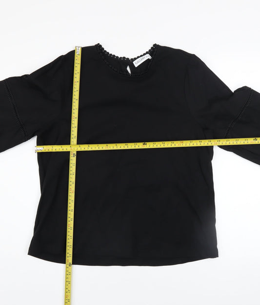Gallery Women’s Black Lace 3/4 Sleeve Tunic Blouse Size 16