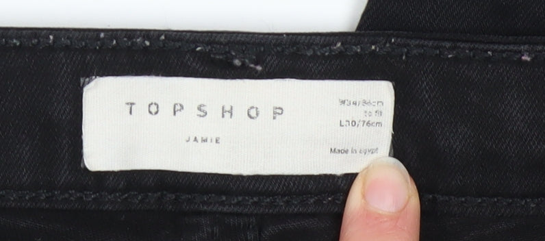 Topshop Jamie Women's Black Skinny High Rise Jeans Size 16