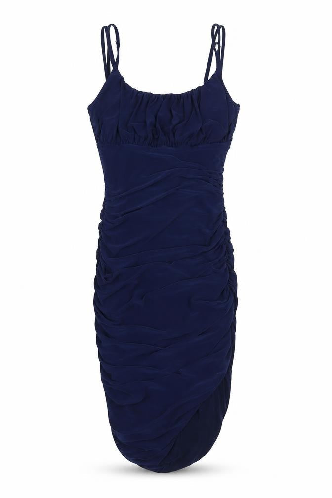 Quiz Women’s Blue Bodycon Ruched Ruffle Knee Length Dress Size 6