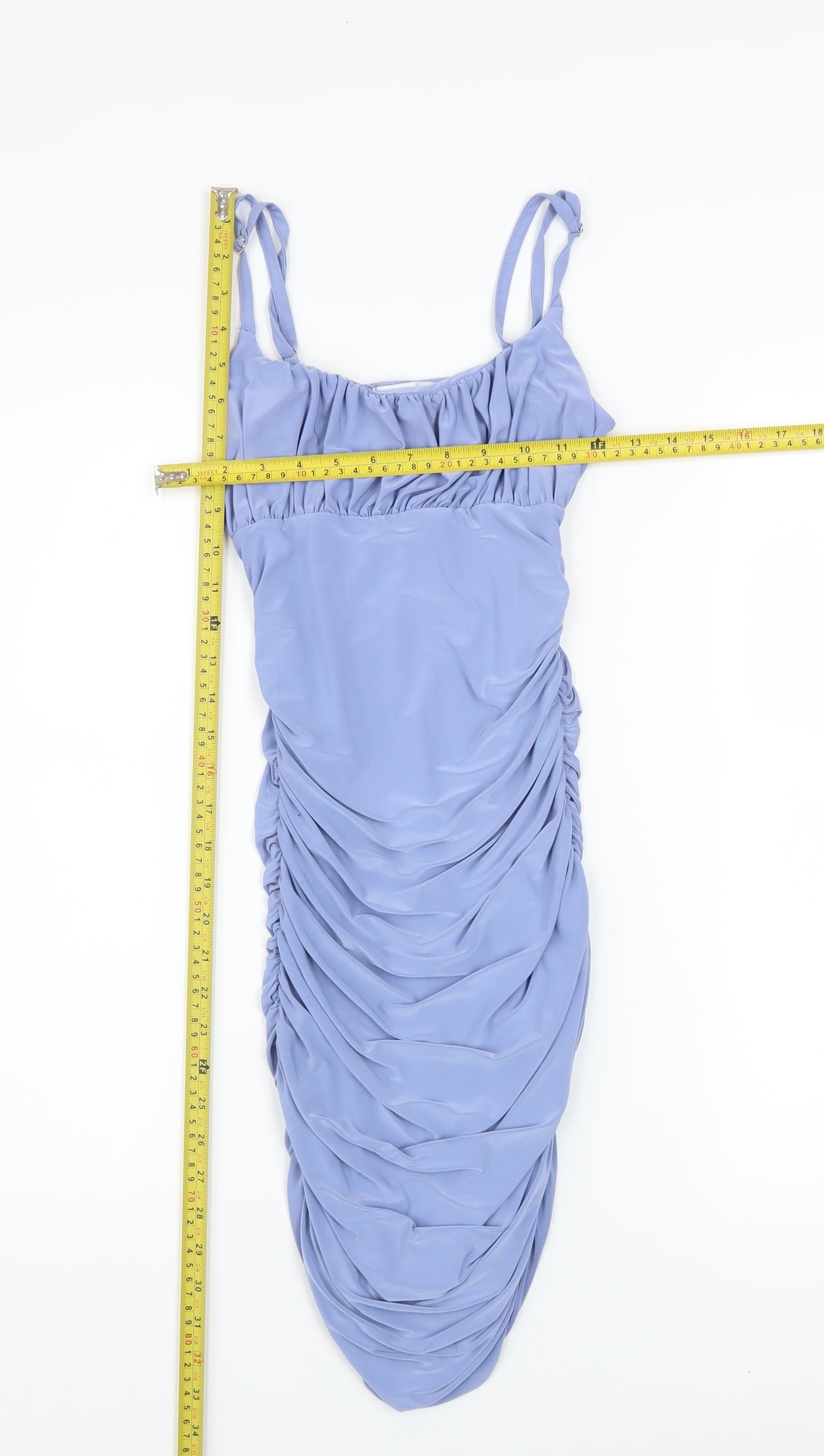 Quiz Women’s Blue Ruched Bodycon Midi Dress Size 6