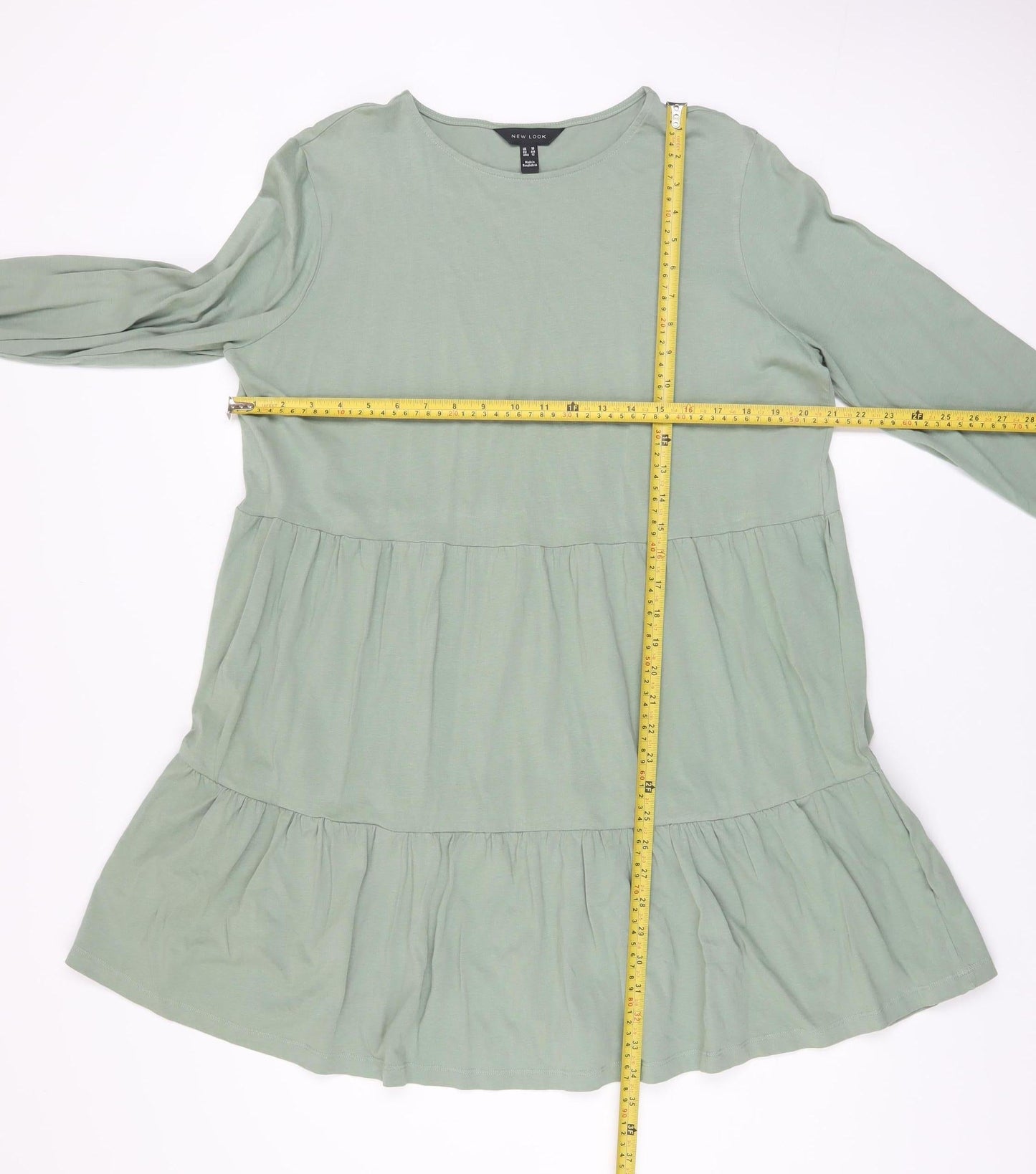 New Look Women’s Green Cotton Long Sleeve Smock Dress Size 16