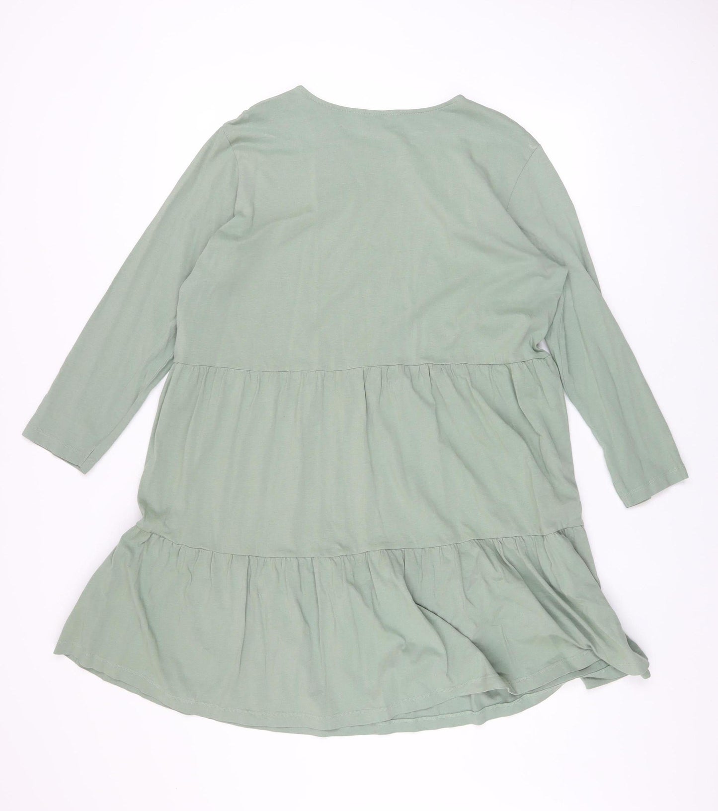 New Look Women’s Green Cotton Long Sleeve Smock Dress Size 16