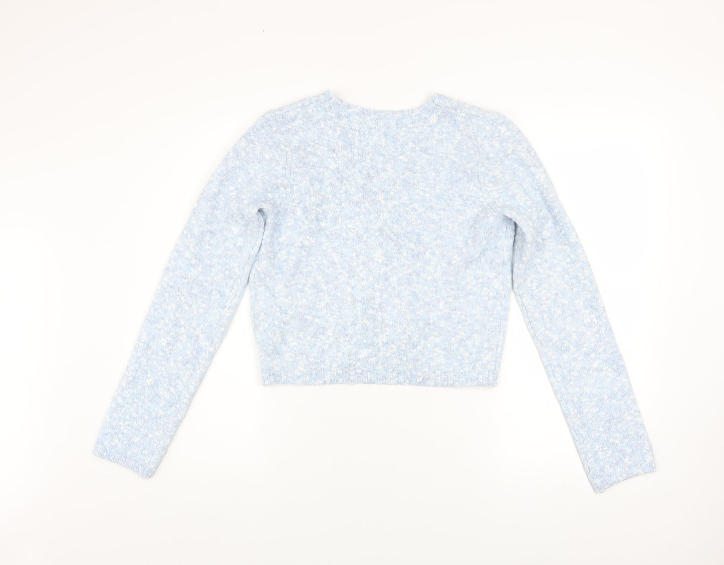 Noisy May Women Blue V-Neck Cropped Knit Cardigan Size M