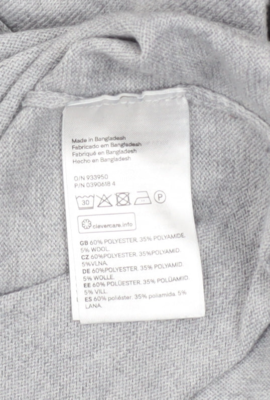 H&M Women Grey Long Sleeve Crew Neck Knit Jumper Dress XS