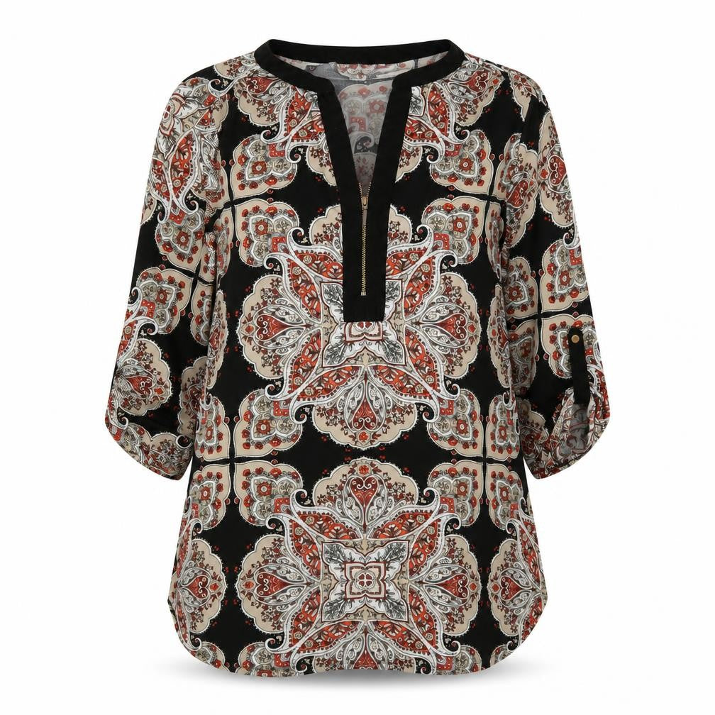 Wallis Women's Multicoloured Paisley Tunic Blouse UK M 3/4 Sleeve
