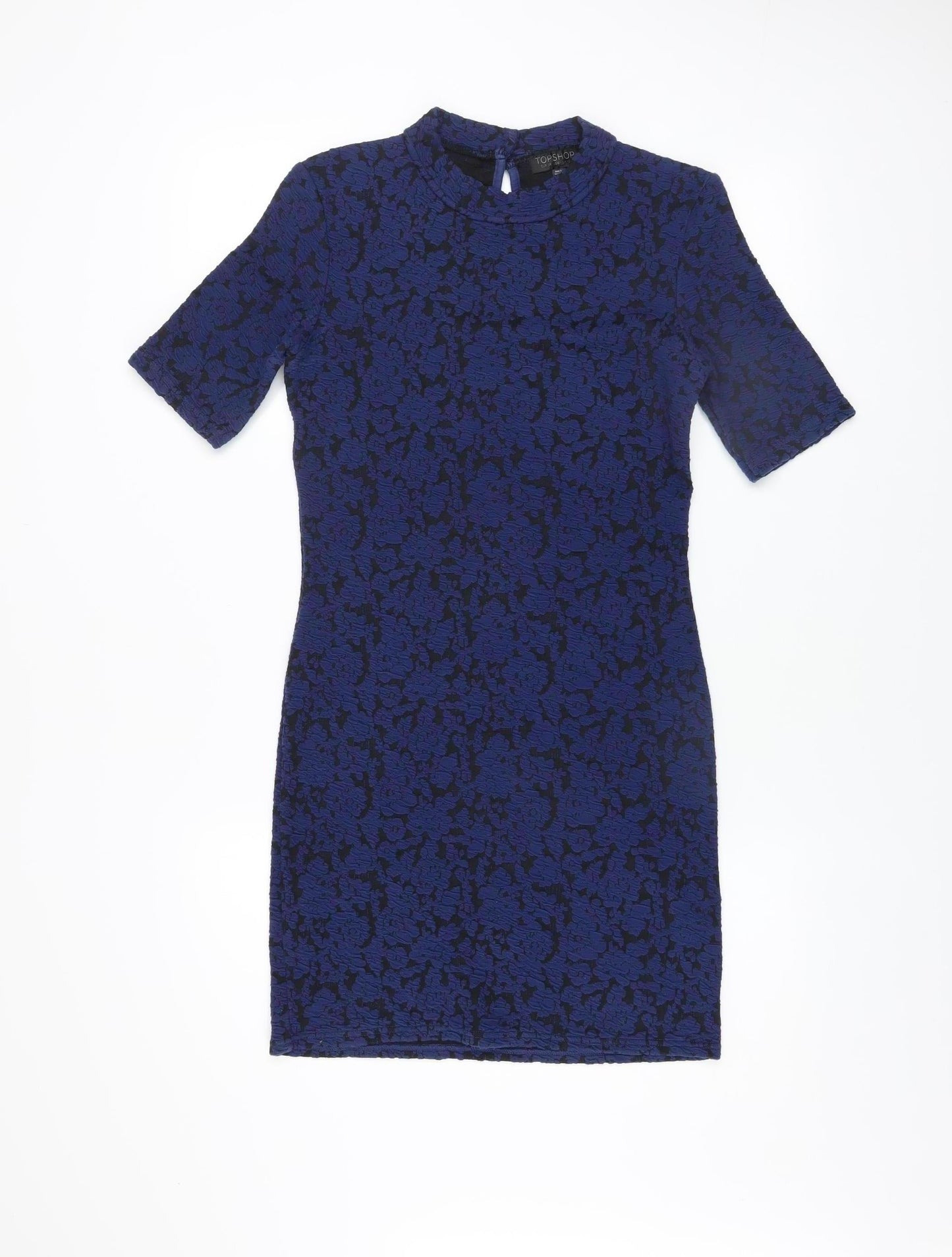 Topshop Women’s Blue Jacquard Floral Bodycon Dress Size 10