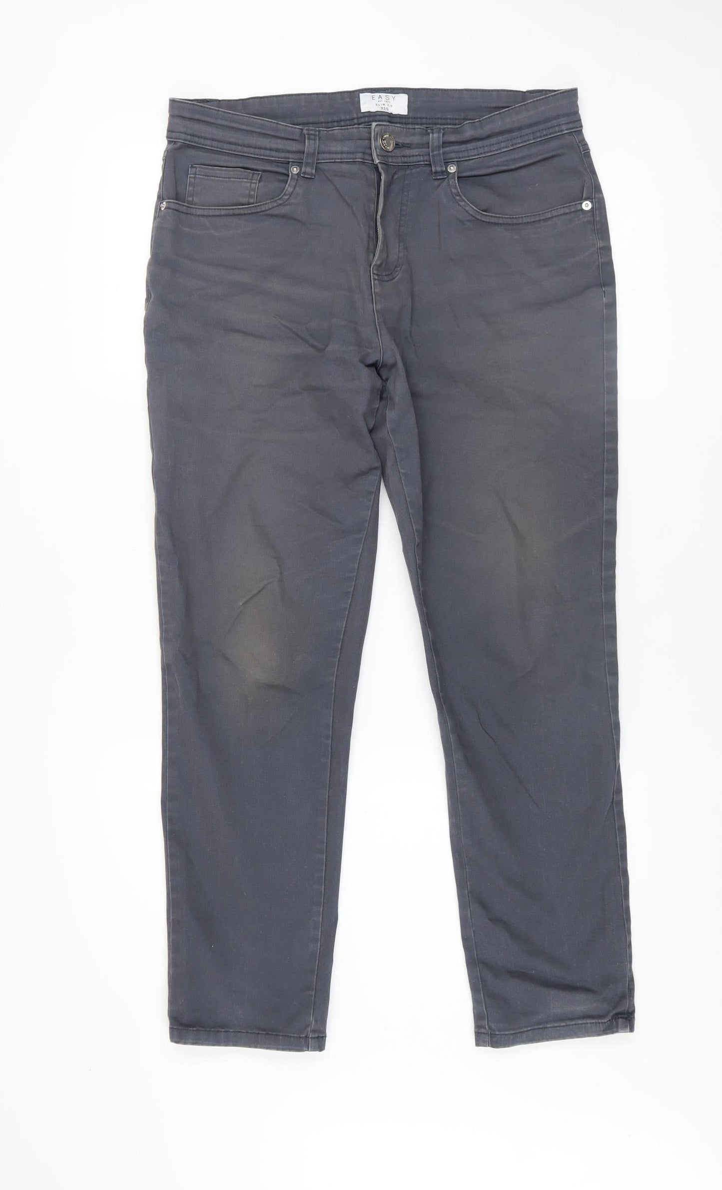 Easy Slim Fit Men's Grey Denim Jeans 32S Straight Leg