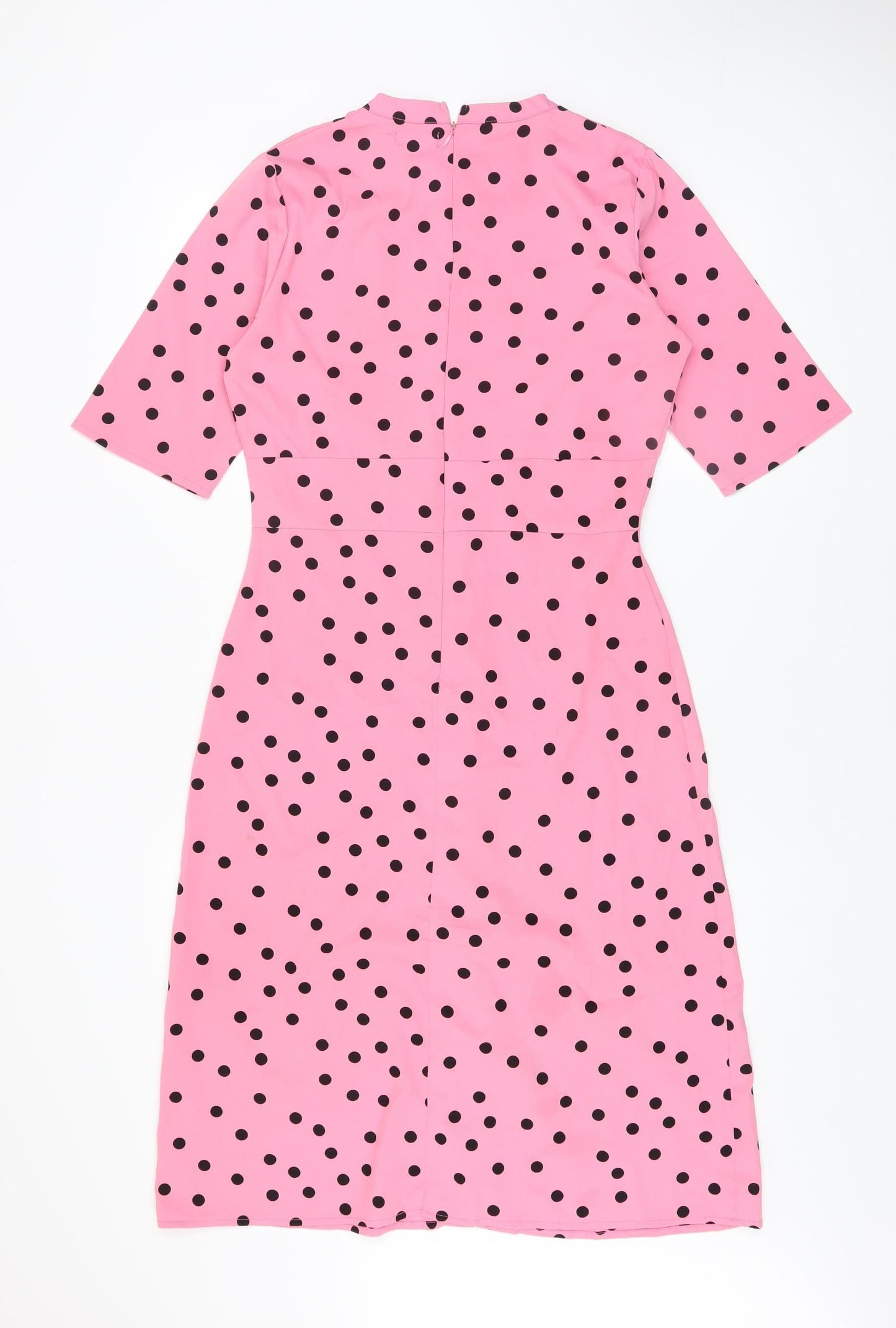 Boohoo Women Pink Polka Dot Bodycon Knee Length Dress Size 12