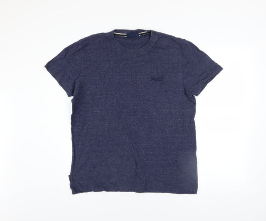 Superdry Men's Blue Cotton Crew Neck Short Sleeve T-Shirt L