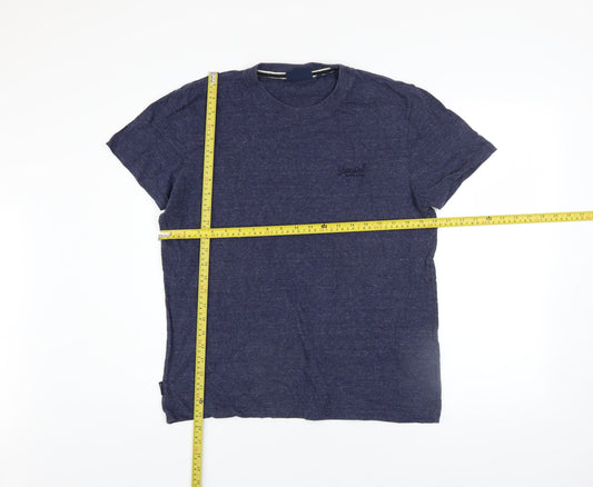 Superdry Men's Blue Cotton Crew Neck Short Sleeve T-Shirt L