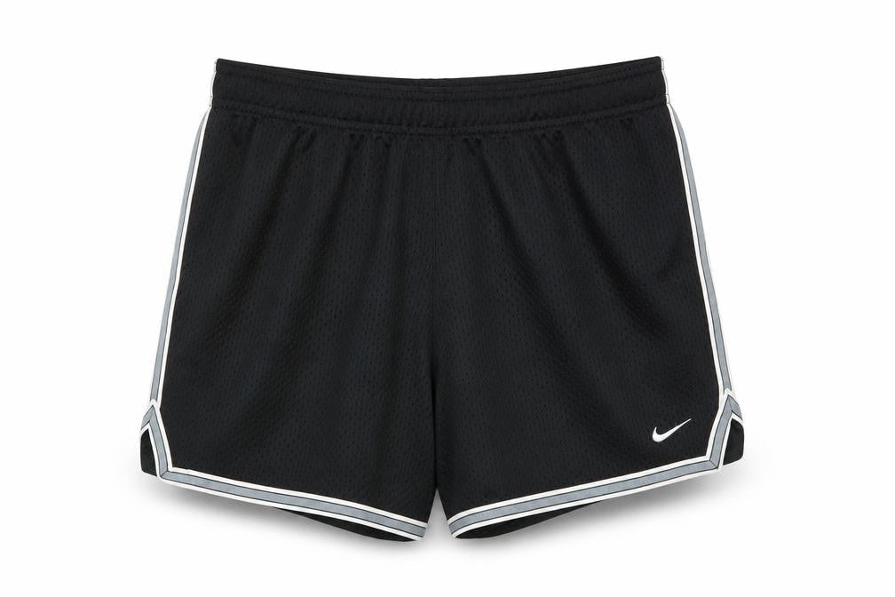 Front view of Nike boys’ black 12-13 years athletic mesh sports shorts