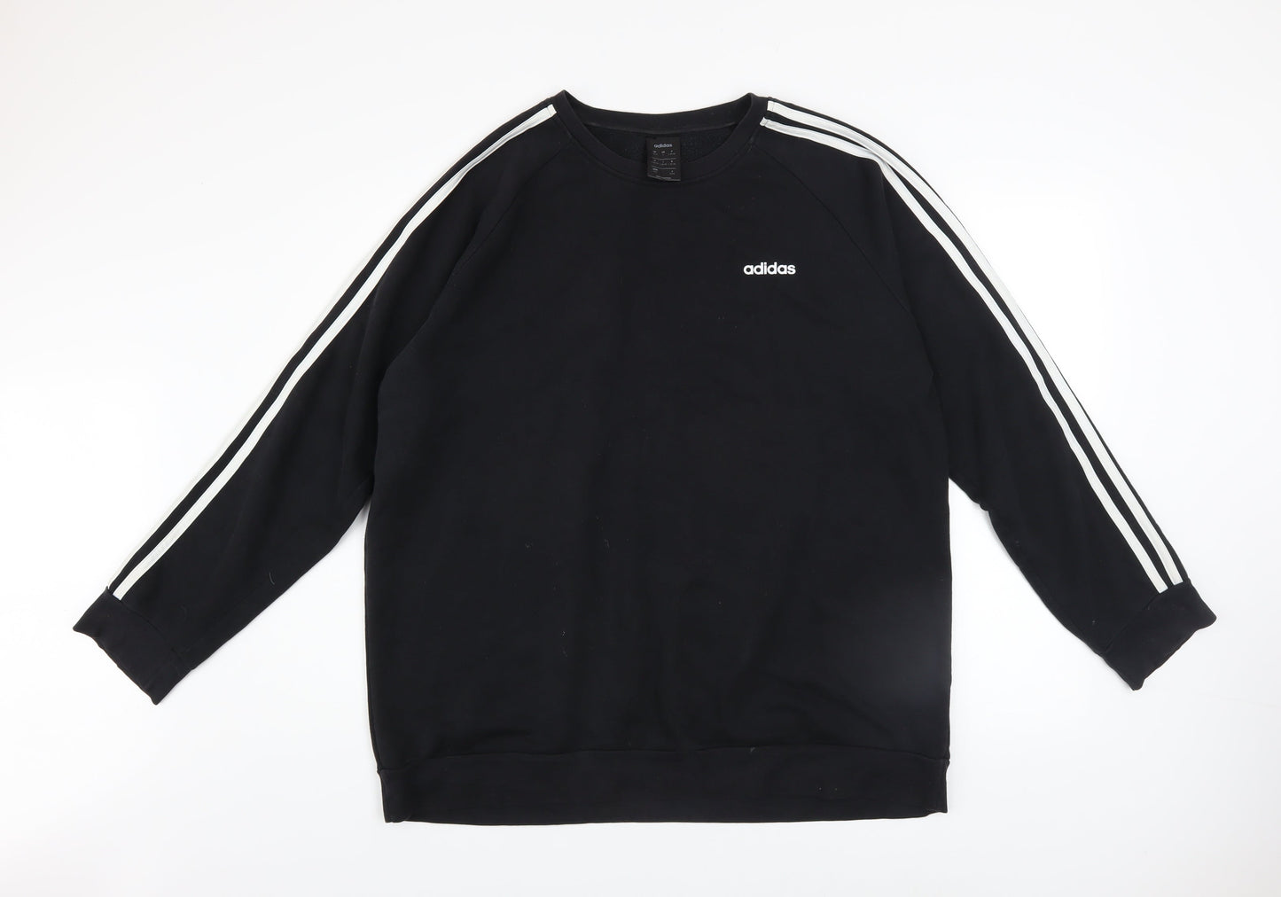 Adidas Women Black L Sweatshirt Cotton Blend Crew Neck Long Sleeve