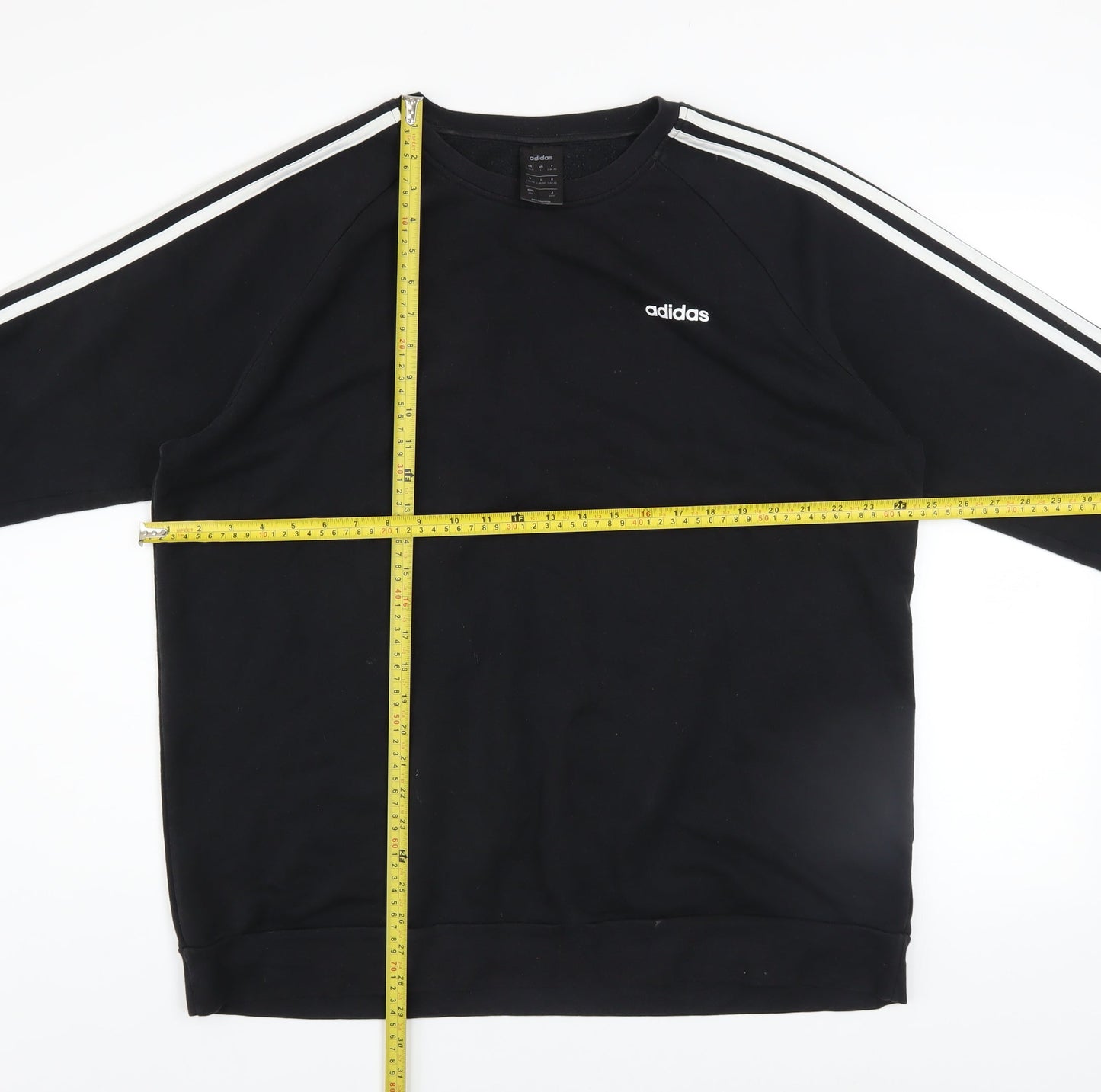 Adidas Women Black L Sweatshirt Cotton Blend Crew Neck Long Sleeve