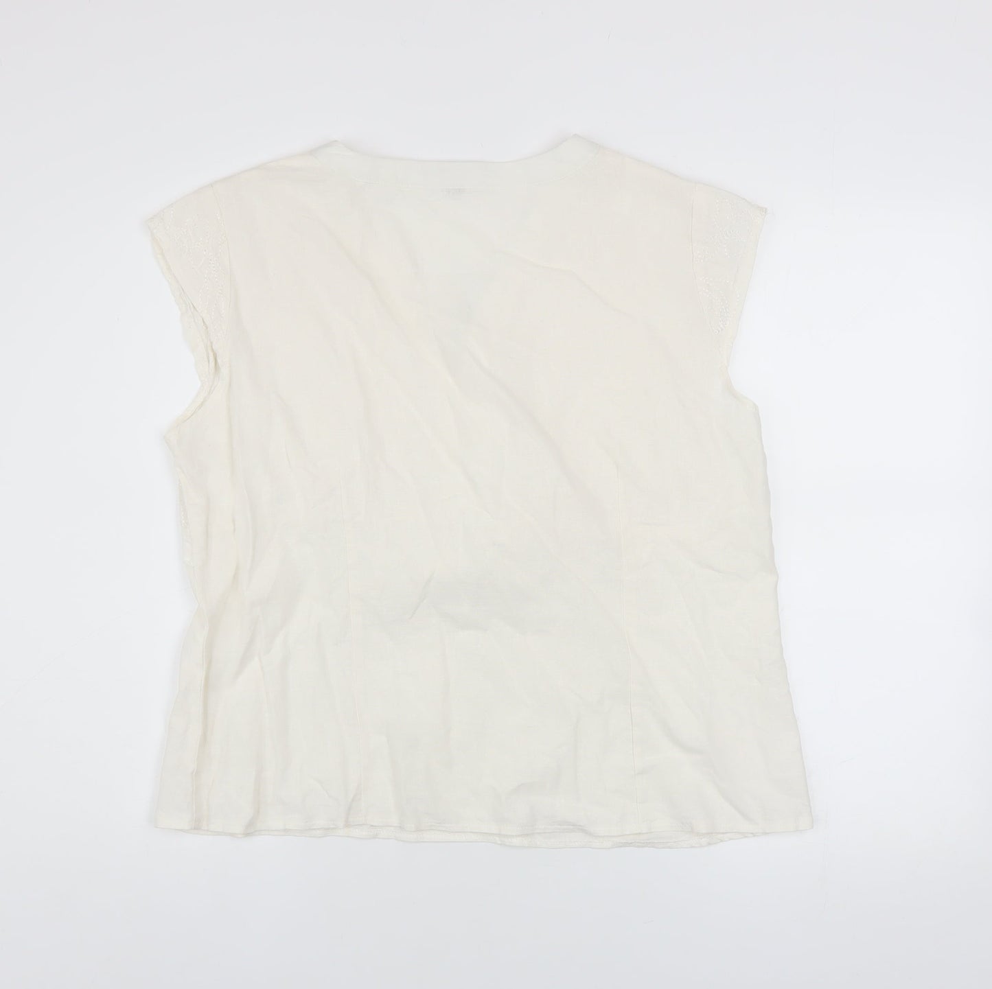Per Se Women’s Ivory Linen V-Neck Wrap Blouse Size 20