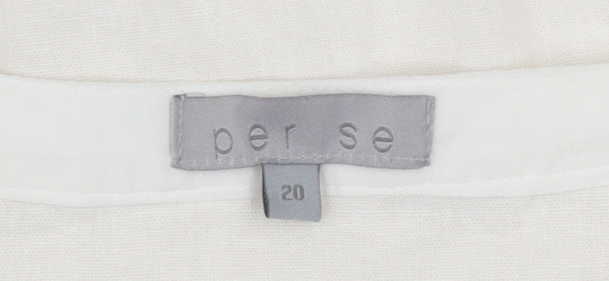 Per Se Women’s Ivory Linen V-Neck Wrap Blouse Size 20