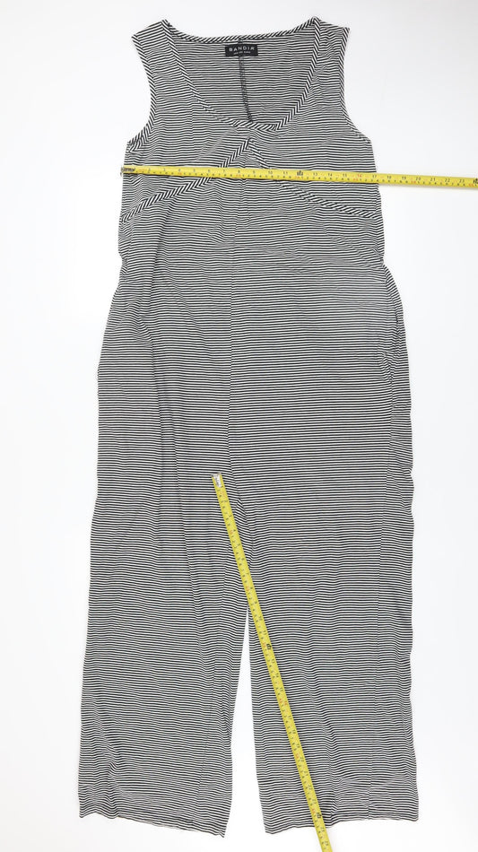 Bandia Women Black Stripe Sleeveless Jumpsuit Size 12 Cotton Blend