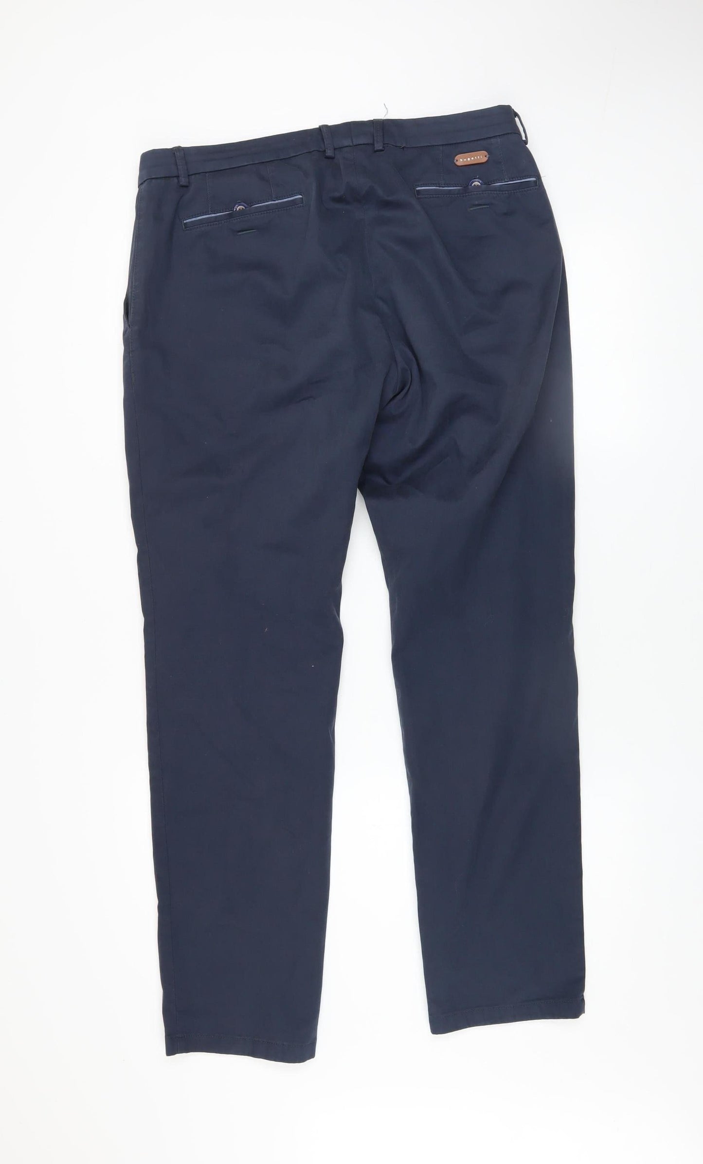 Bugatti Men's Blue Chino Trousers Size L 42in Regular Fit