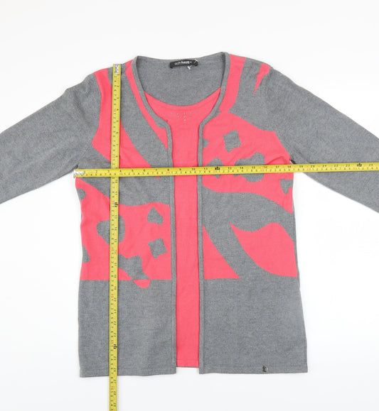 Golléhaug Women’s Grey & Pink Animal Print Cardigan Size 12