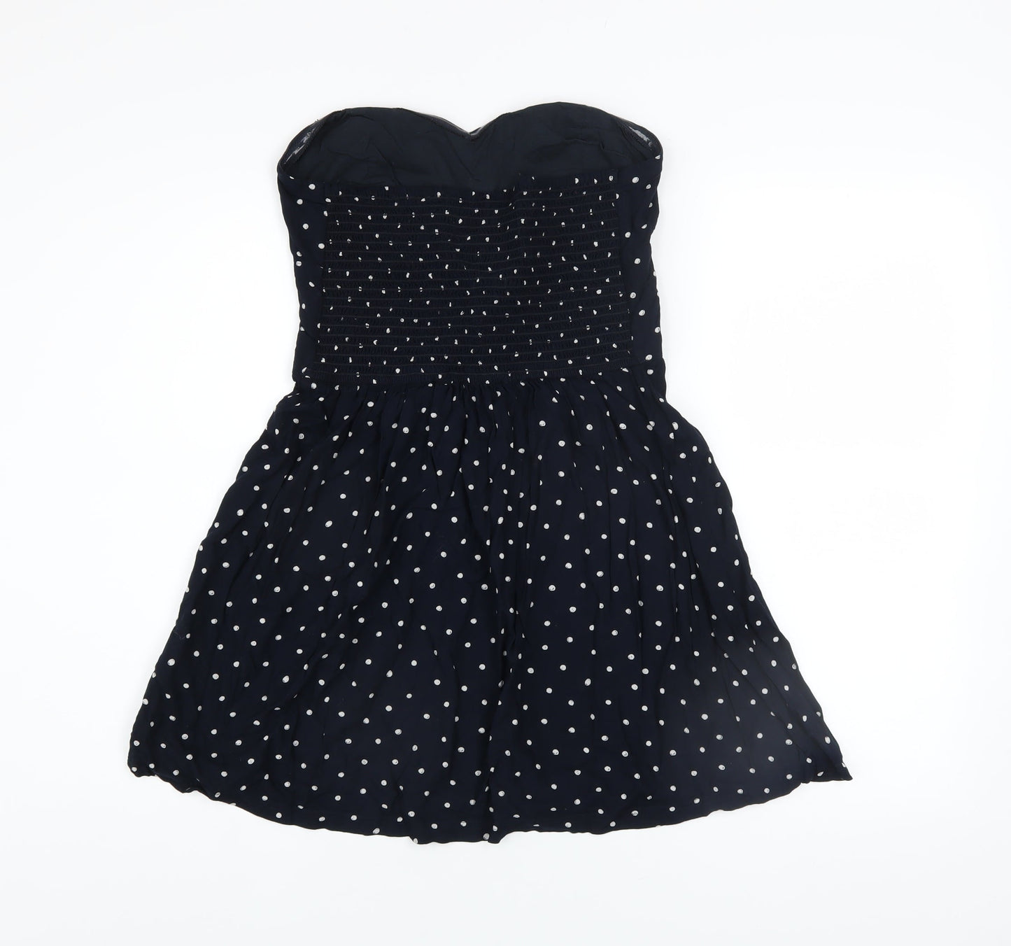 Superdry Womens Black Polka Dot Strapless Skater Dress Size M