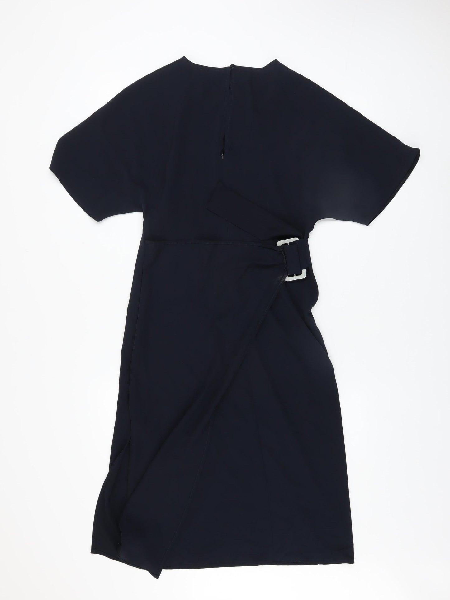 Warehouse Women’s Black Belted Wrap Dress Size 6 Half Sleeve