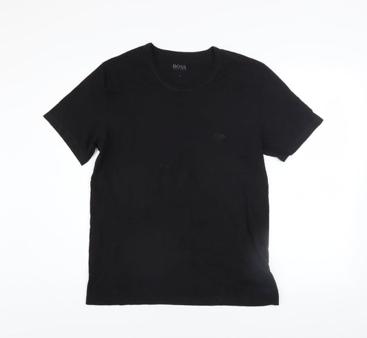 Hugo Boss Men's Black Cotton Crew Neck Regular Fit T-Shirt L
