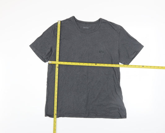Hugo Boss Men's Grey Cotton Crew Neck Short Sleeve T-Shirt L