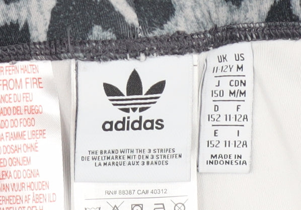Adidas Girls Grey Animal Print Tight Leggings 11-12 Years Activewear