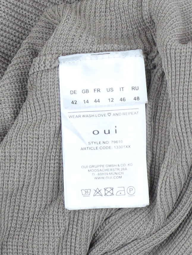Oui Women’s Beige Boat Neck Tie Side Knit Jumper Size 14
