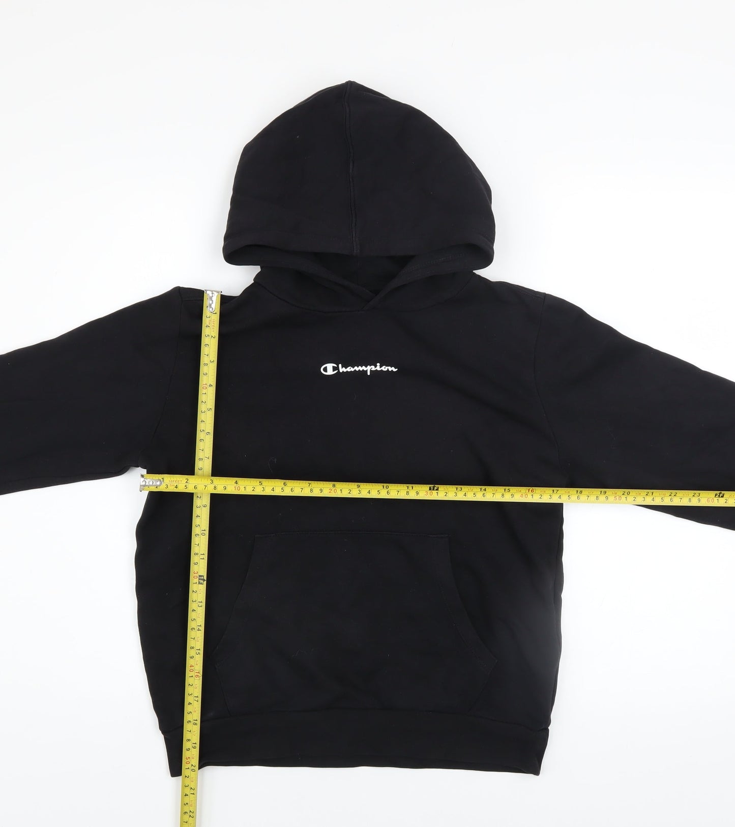 Champion Boys Black Pullover Hoodie 11-12 Years Regular Fit Fleece Sweatshirt
