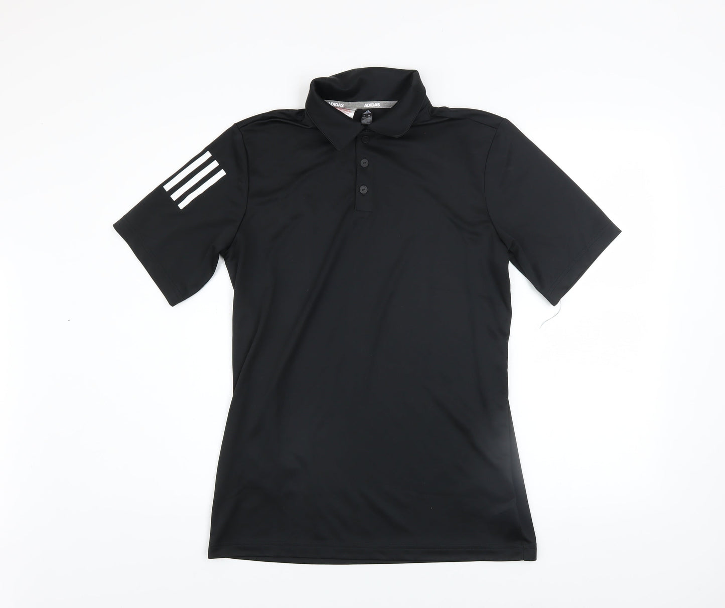 Adidas Boys Black Polo Shirt 15-16 Years Activewear Lightweight Top