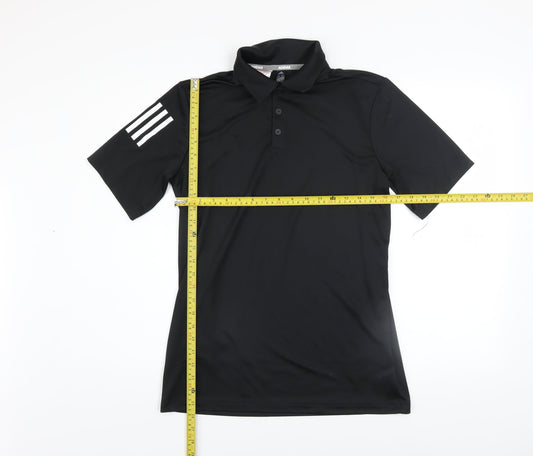 Adidas Boys Black Polo Shirt 15-16 Years Activewear Lightweight Top