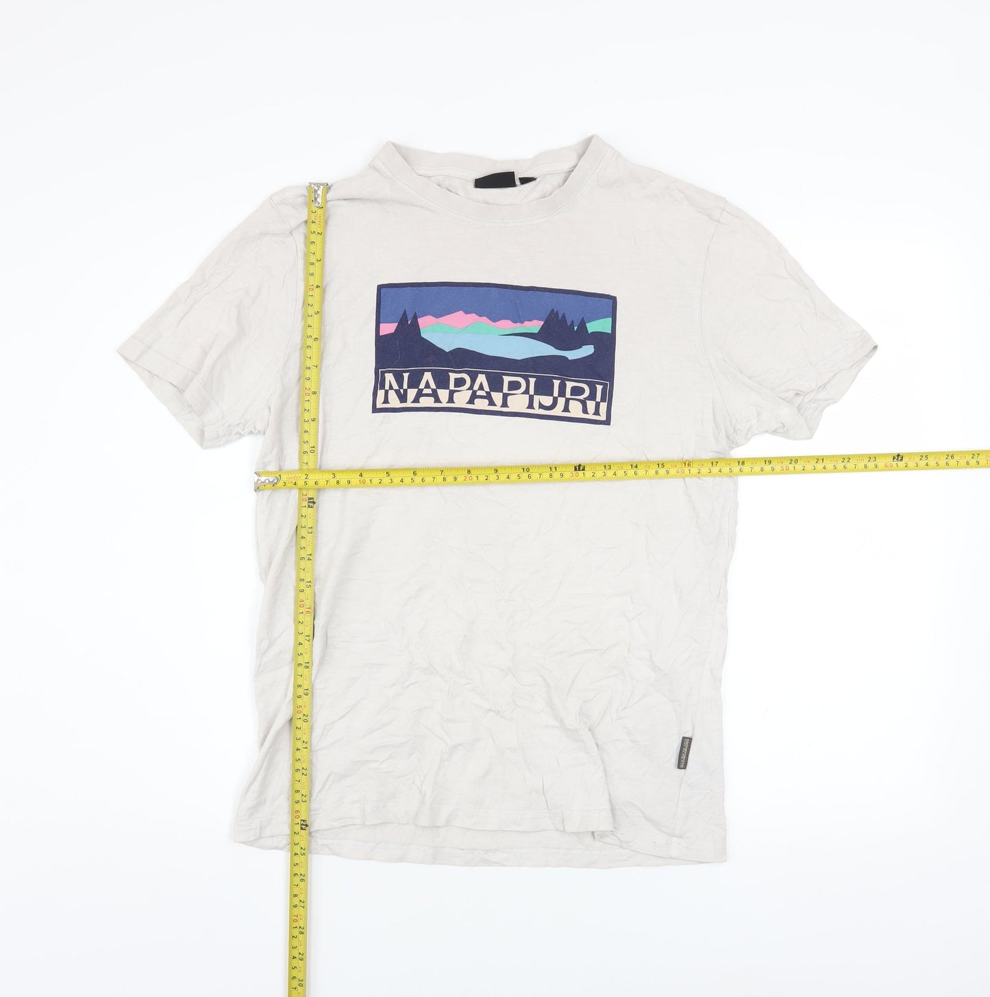 Napapijri Men’s Beige Graphic Print Cotton T-Shirt Size L